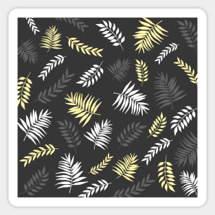 Abstract Leaves Pattern In Grey, Yellow And White Sticker